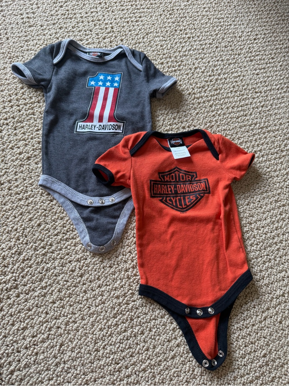 Harley-Davidson Baby Bodysuit Set - Gray and Orange